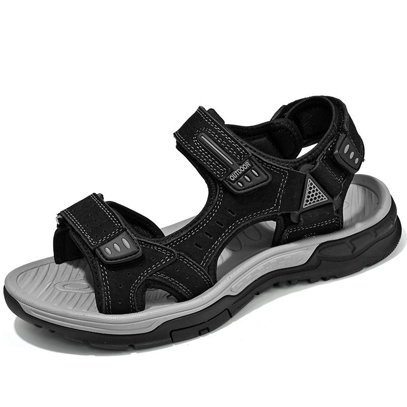 Sandalias transpirables para hombre con capa superior de piel de vaca antideslizante