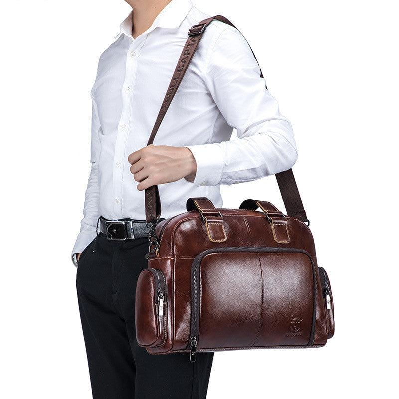 Men's Leather Briefcase Can Be Used For 14-inch Laptop