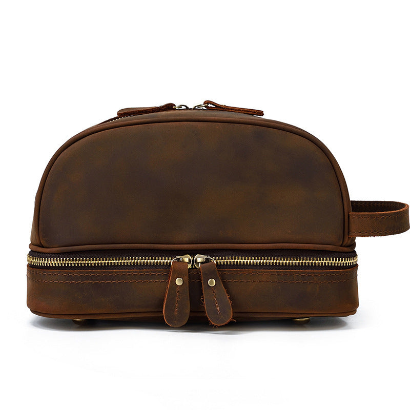 Bolso de mano vintage de cuero para hombre, bolso de viaje de cuero Crazy Horse