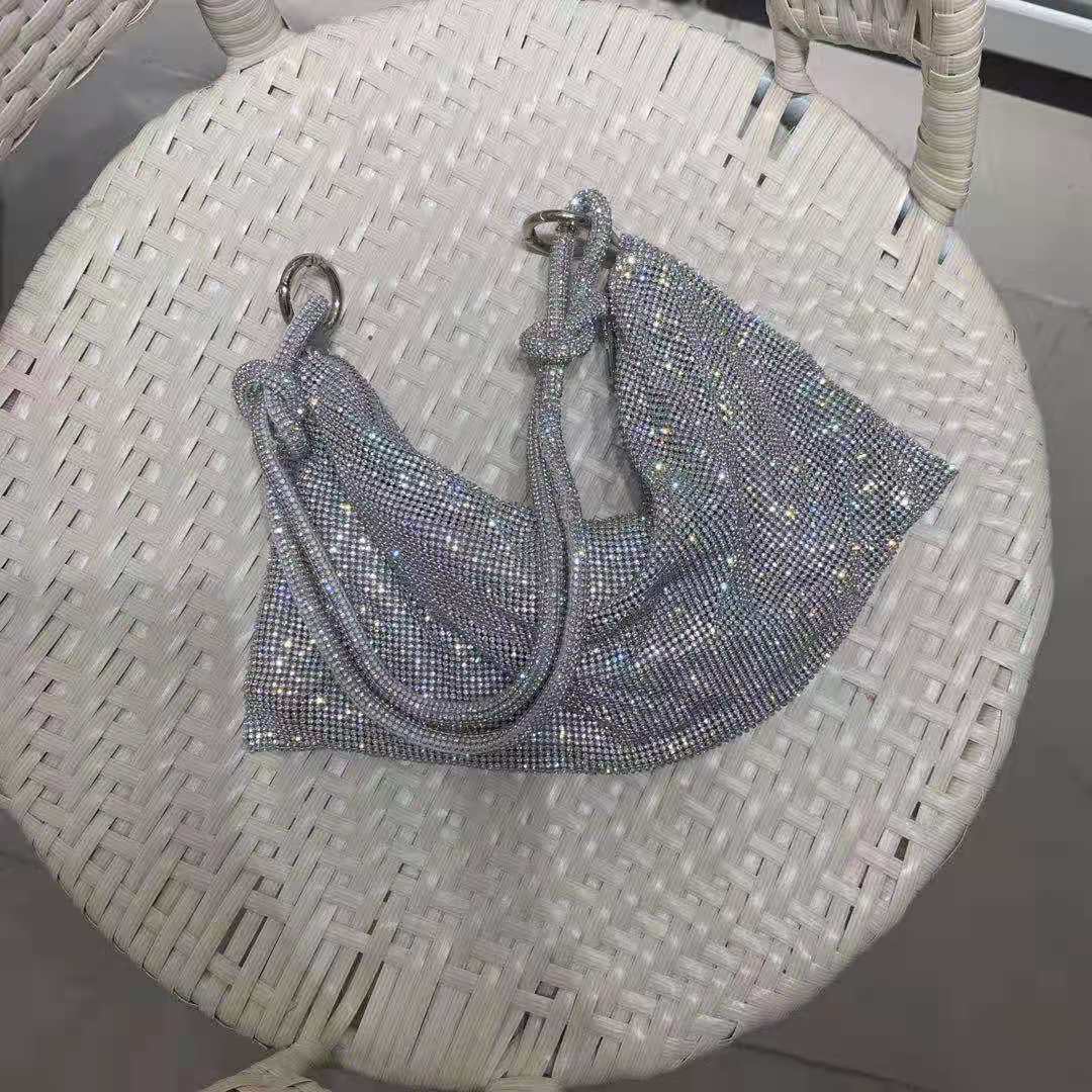 Sac à bandoulière en strass fait main à paillettes pour femmes