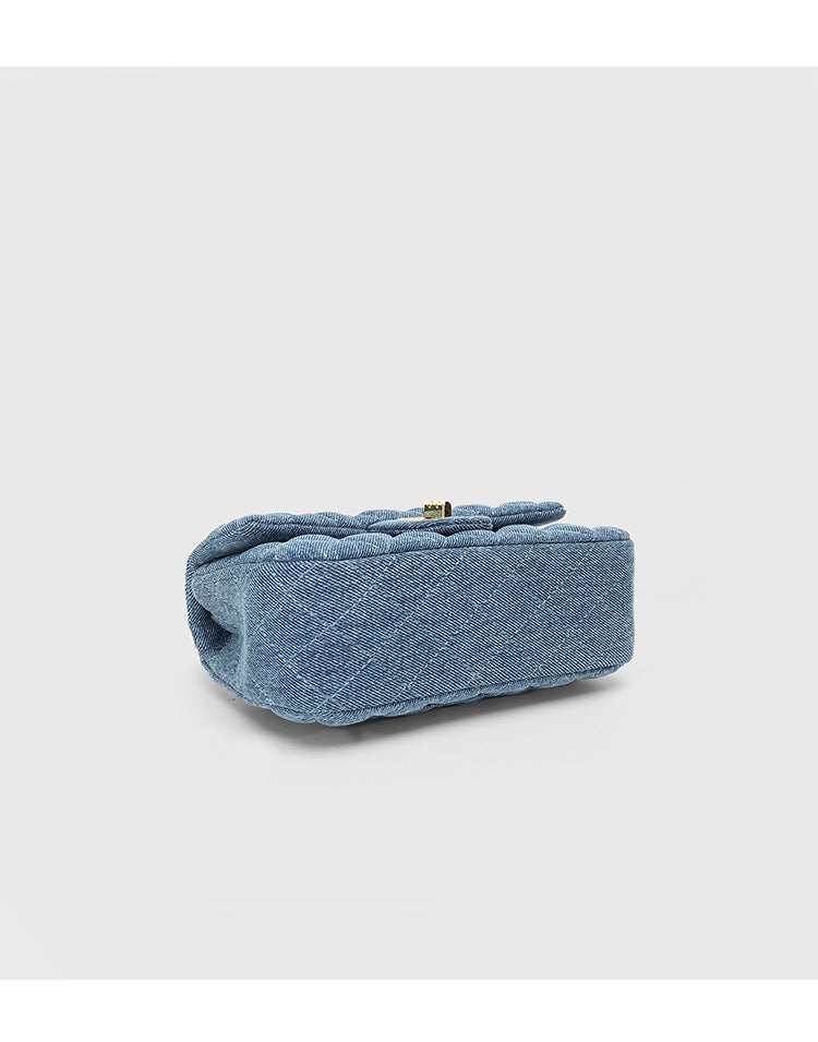 Sac à chaîne en denim doré pour femme, style étranger, messager pour les déplacements, sous les aisselles