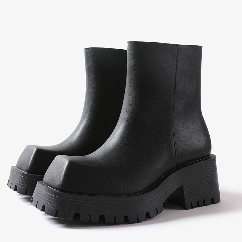 Botas Martin con plataforma y punta cuadrada de moda para hombres y mujeres