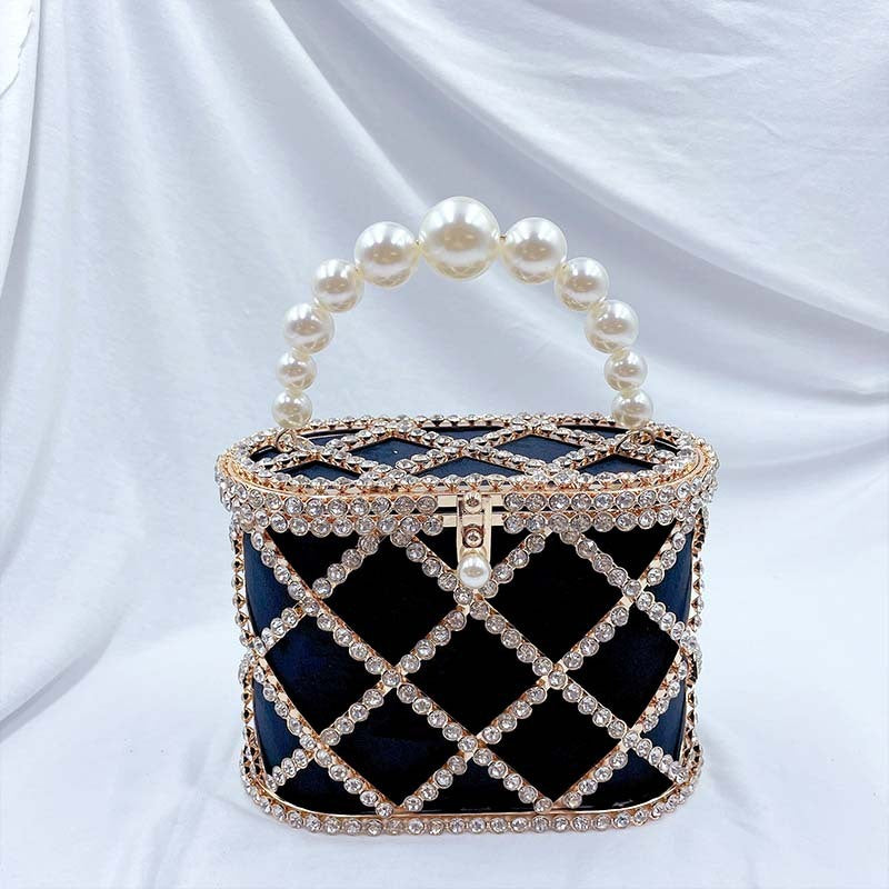 Sac à main tendance creux en forme de panier à diamants pour dîner pour femme