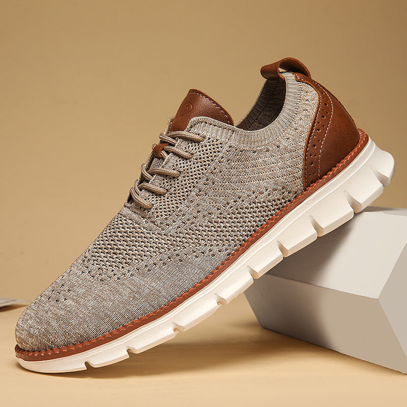 Chaussures décontractées pour hommes de style britannique Brogue, baskets légères et respirantes à la mode avec surface tissée volante