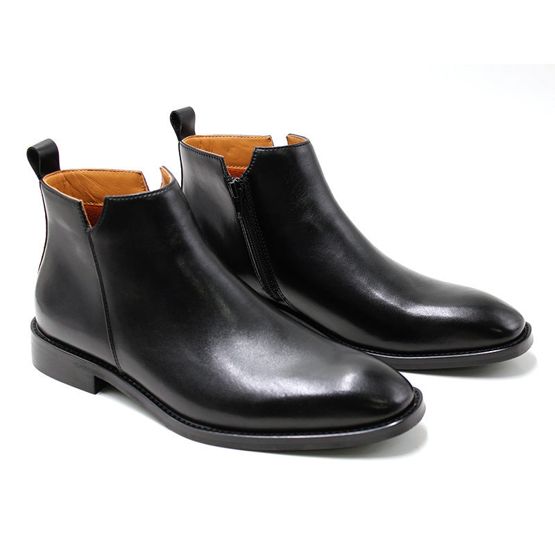 Men's British Style Casual Leather Side Zipper Martin Boots