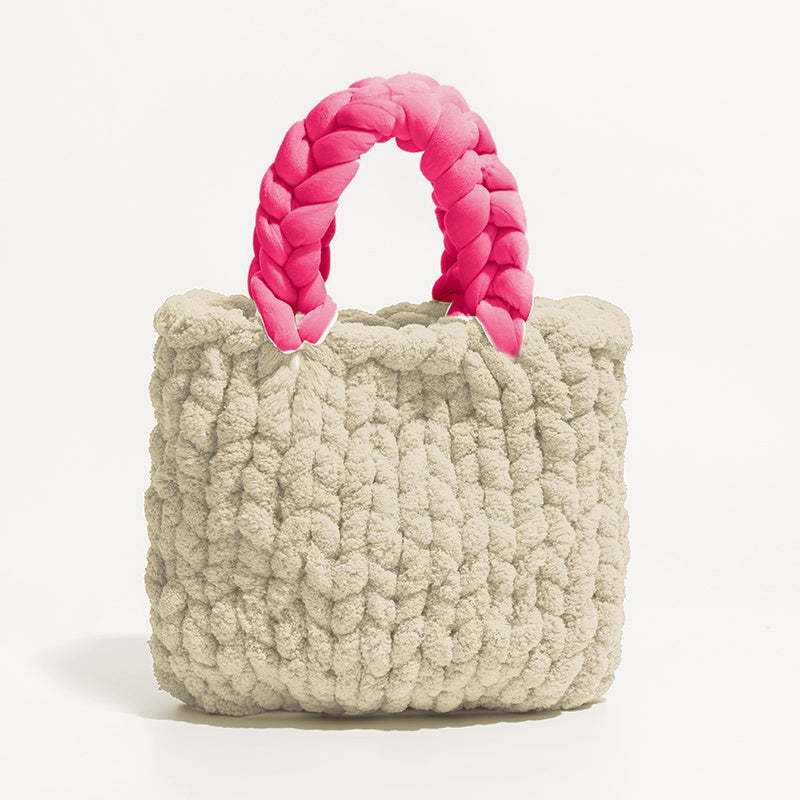 Bolso tipo cubo tejido a mano para mujer