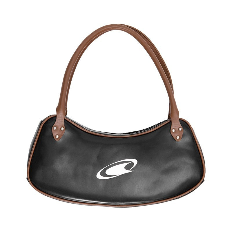 Classic Brown-black Retro Contrast Underarm Bag