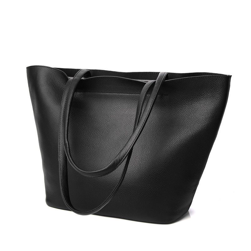 Take A Simple Large-capacity First Layer Cowhide One-shoulder Tote Bag