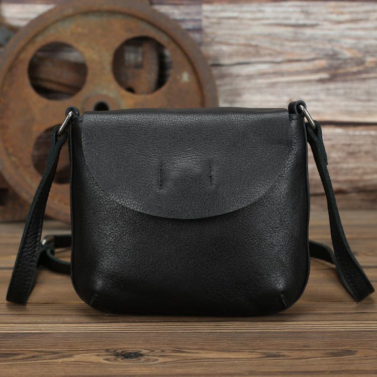 Bolso bandolera de cuero sencillo retro para mujer