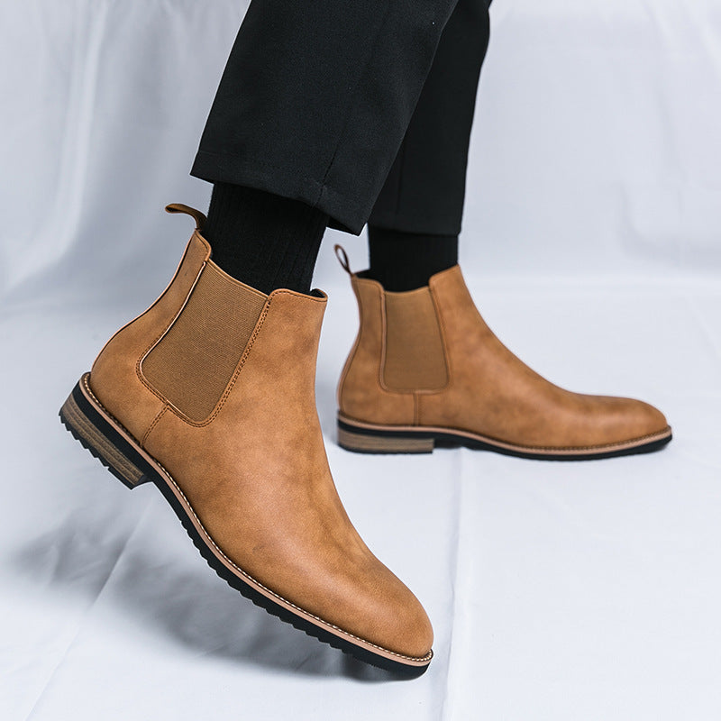 Chaussures montantes pointues en cuir grande taille Bottines Chelsea pointues britanniques pour hommes