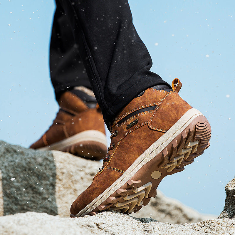 Botas de nieve con plataforma y cálidos zapatos de algodón y terciopelo para invierno