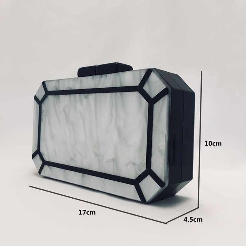 Sac à dîner en acrylique nacré polygonal pour femme