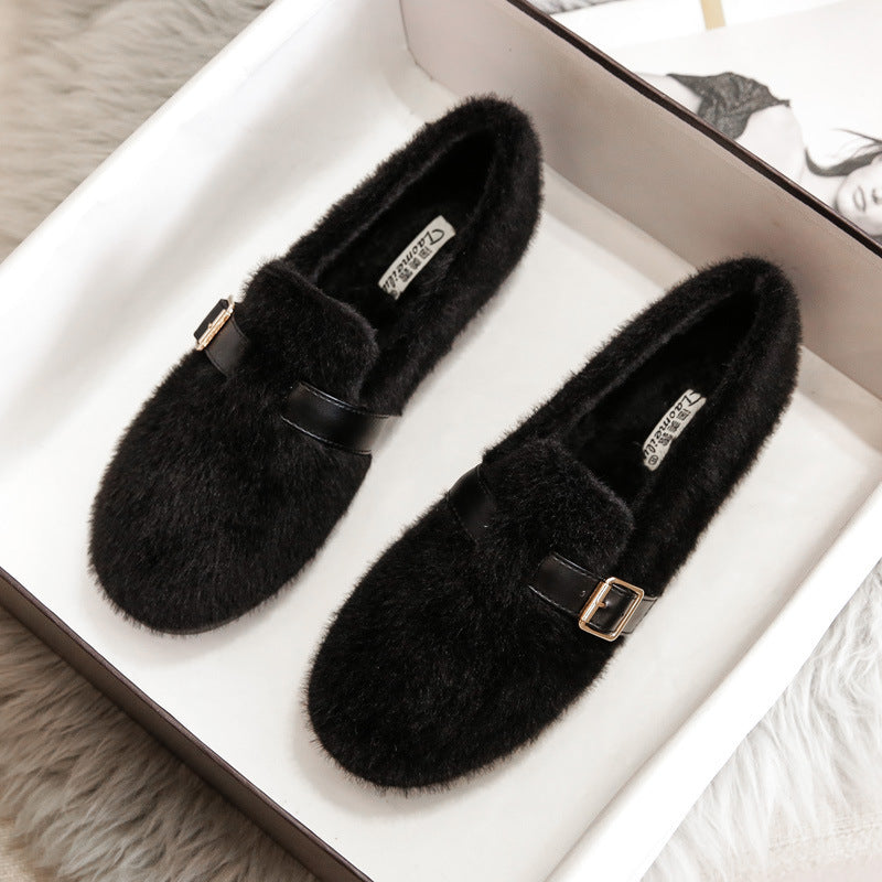 Women's Fleece-lined Platform Lamb Wool Shoes