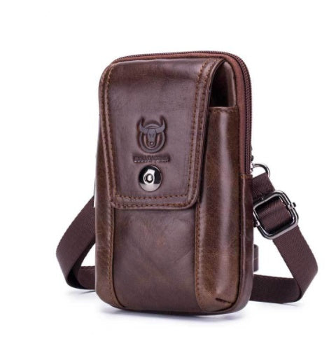 Men's Leather Shoulder Messenger Bag Wear Belt Mobile Phone