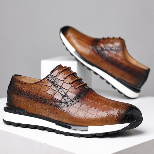 Chaussures décontractées à lacets en cuir de veau pour hommes de style britannique