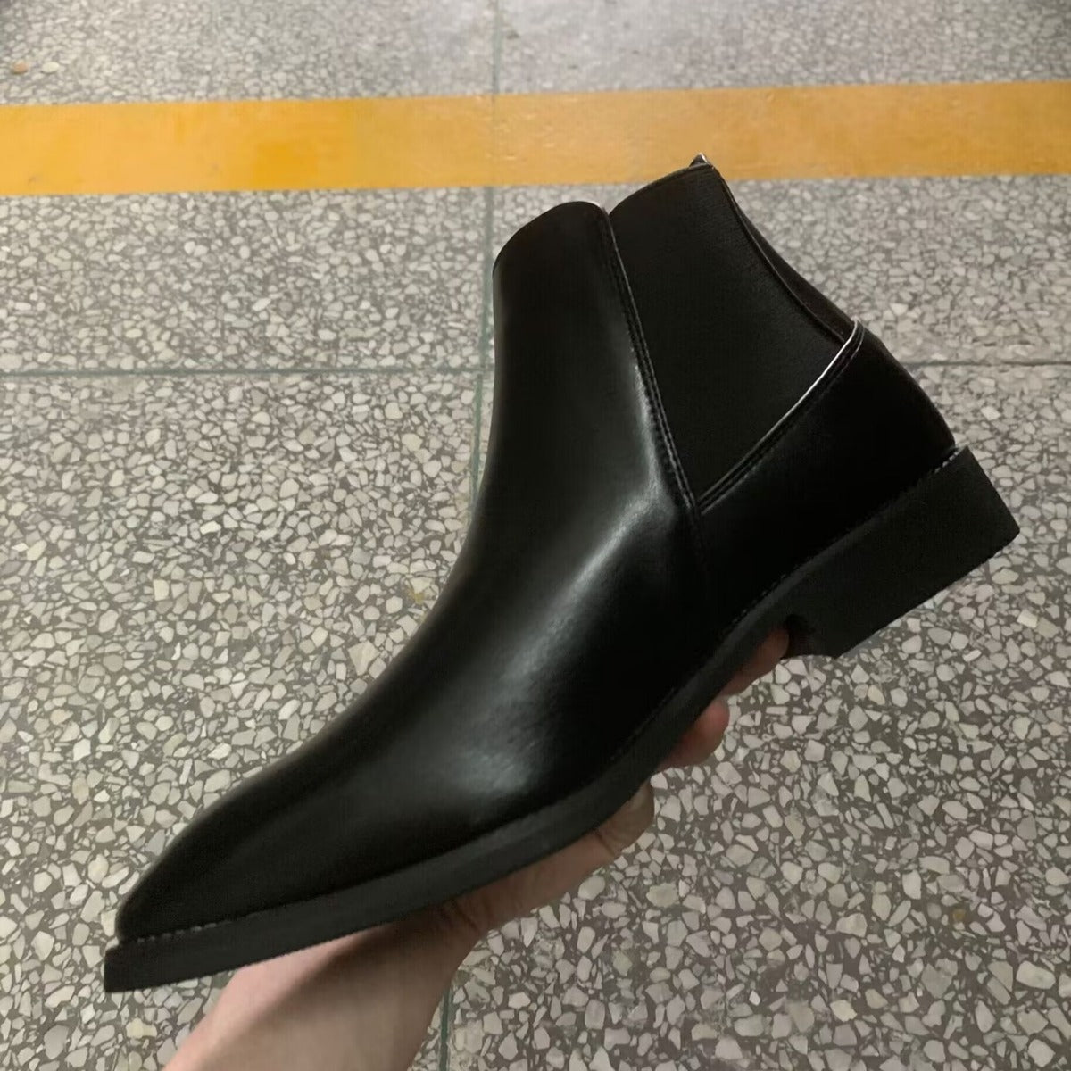 Botas de cuero estilo coreano de caña media alta para uso formal de negocios en tallas grandes