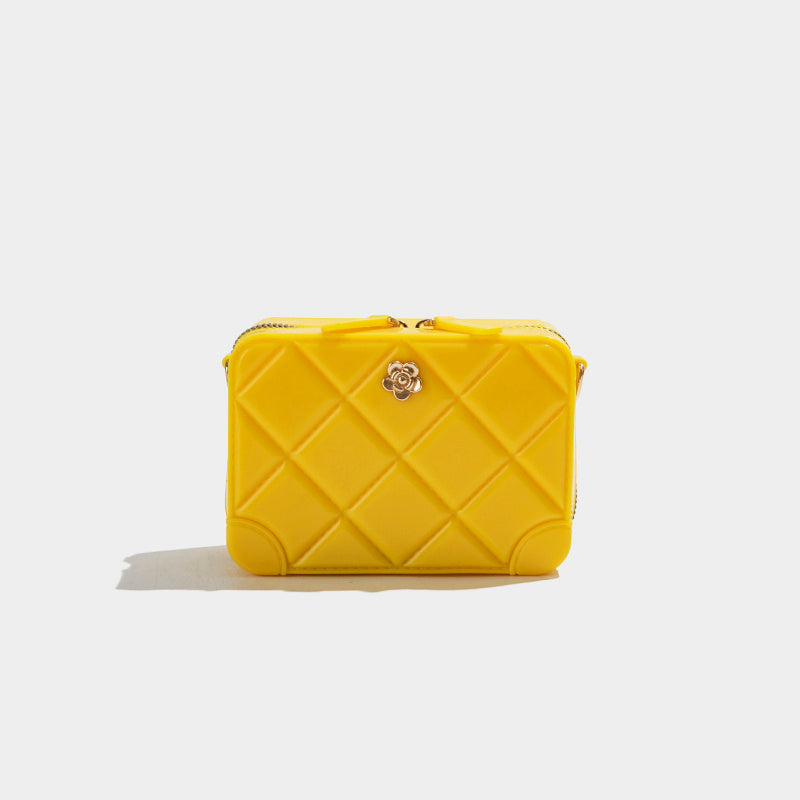 Sac à bandoulière en silicone texturé pour femme, petit format carré