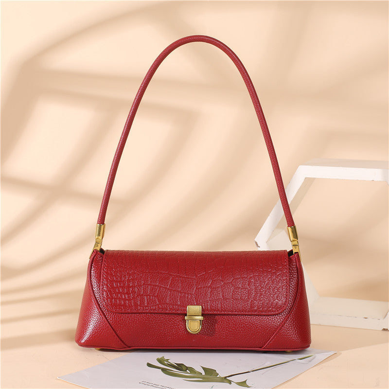 Head Layer Cowhide Underarm Leather All-match Handbag