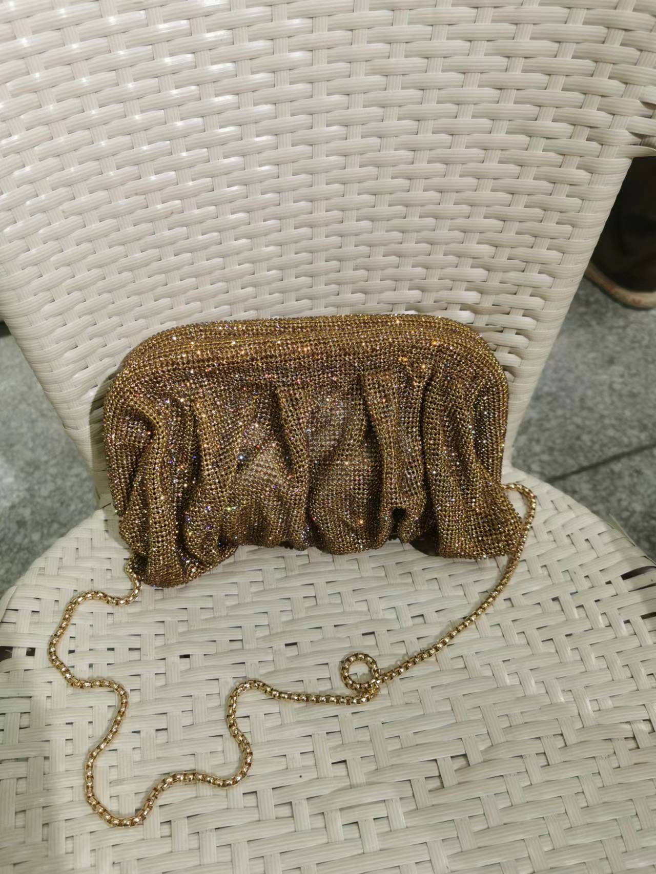 Bolso de mano para mujer con diseño de ilusión de diamantes y clip de diamantes de imitación