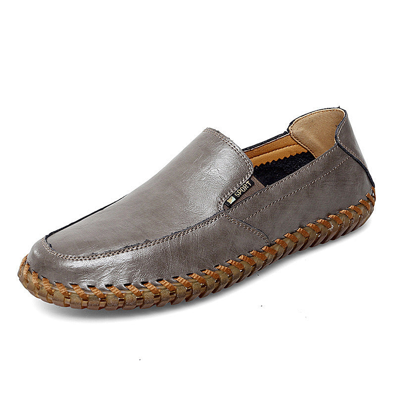 Chaussures pour hommes grande taille en cuir authentique respirant creux