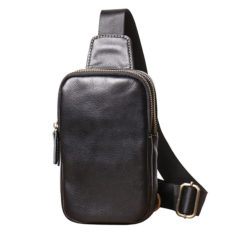 Sac de poitrine en cuir tendance et polyvalent pour homme