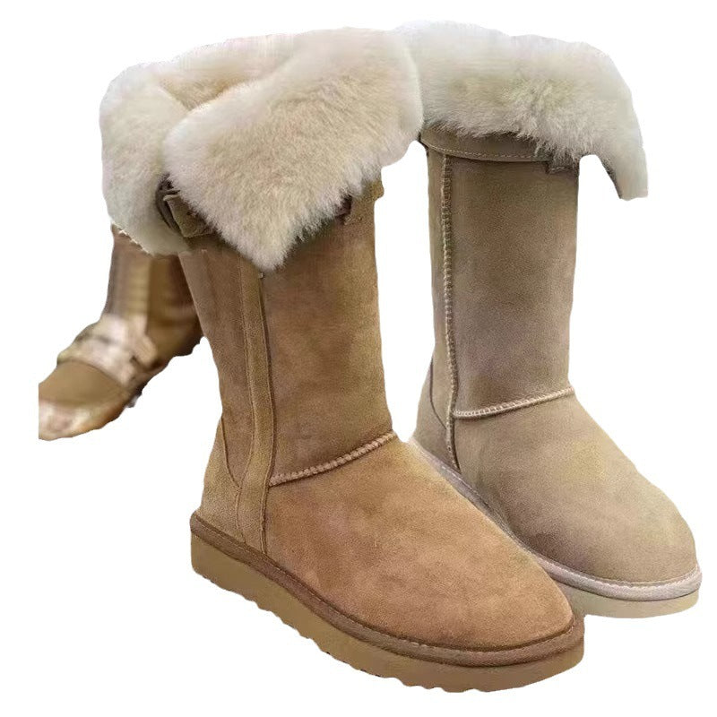 Botas altas de piel cálida para mujer