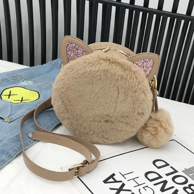 Children's Bag Fashion Princess Messenger Bag Cute Medium Girl Plush Shoulder Bag