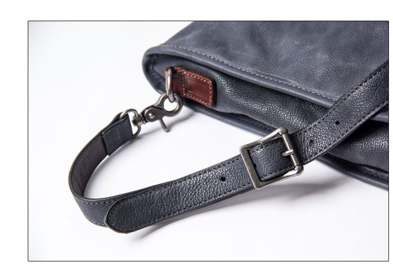 Bolso de mano de cuero para hombre con bandolera inclinada