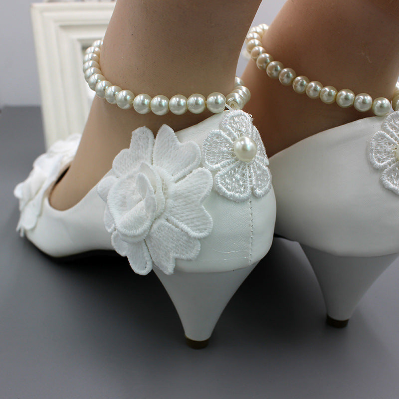 Chaussures de mariage pour femmes avec chevillère blanche de grande taille