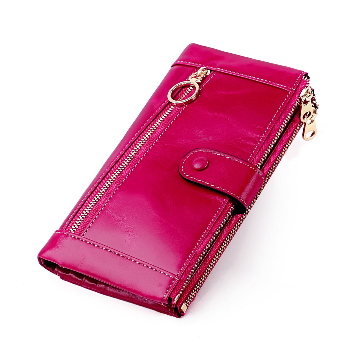 Fashion Personality Vintage Oil Waxed Leather Ladies Wallet