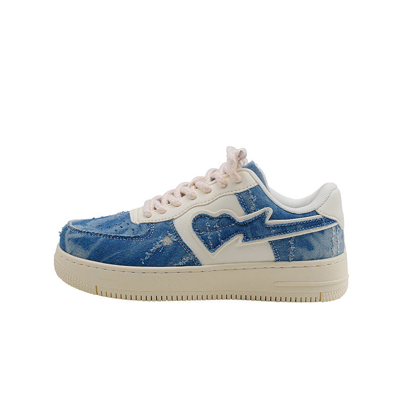 Vintage Air-cooled Sticky Shoes Denim Blue Casual