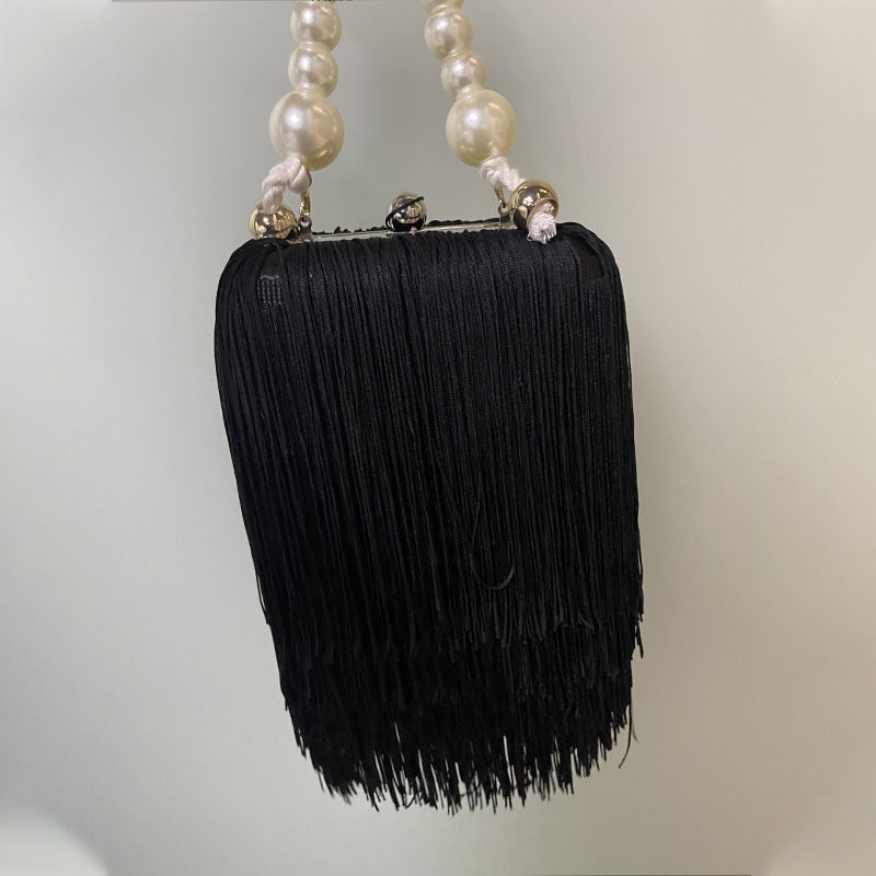 Ins Tassel Underarm Bag Female Pearl Chain Tote