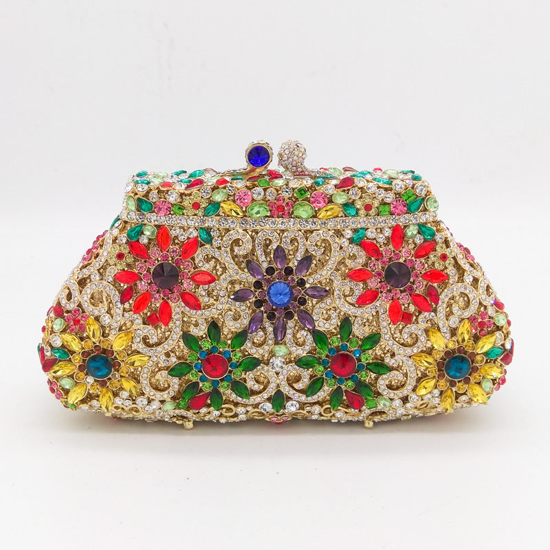 Shell-shaped Metal Diamond-studded Rhinestone Dinner Bag