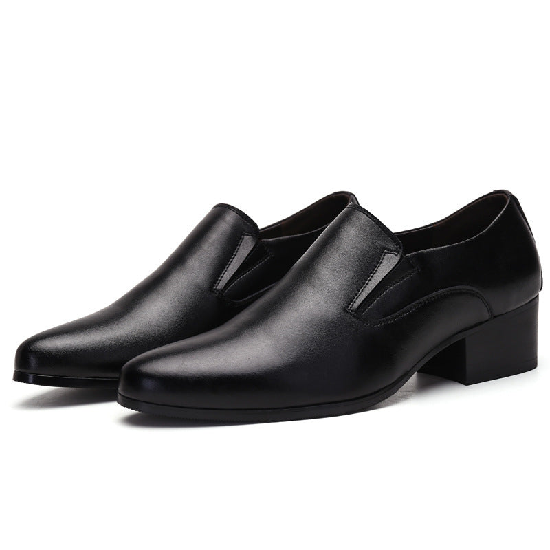 Zapatos de tacón alto de piel con punta y tacón alto de piel auténtica para hombre