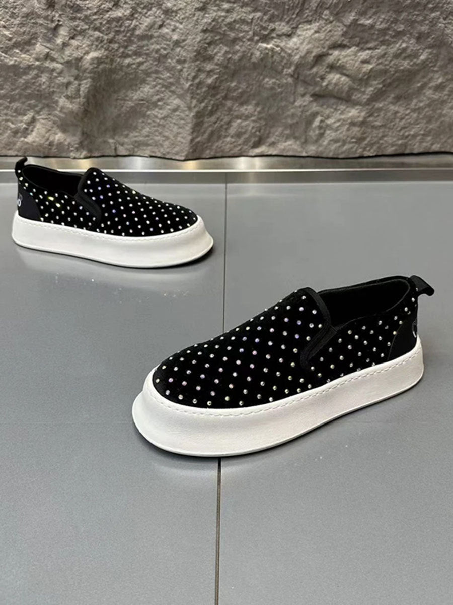 Rhinestone Men's Shoes Handsome Fried Street Slip-on