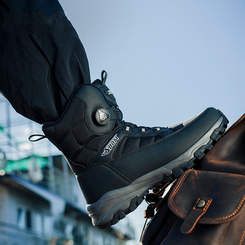 Chaussures de ski rembourrées en coton doublées de polaire épaisse pour hommes, bottes de neige antidérapantes et résistantes au froid