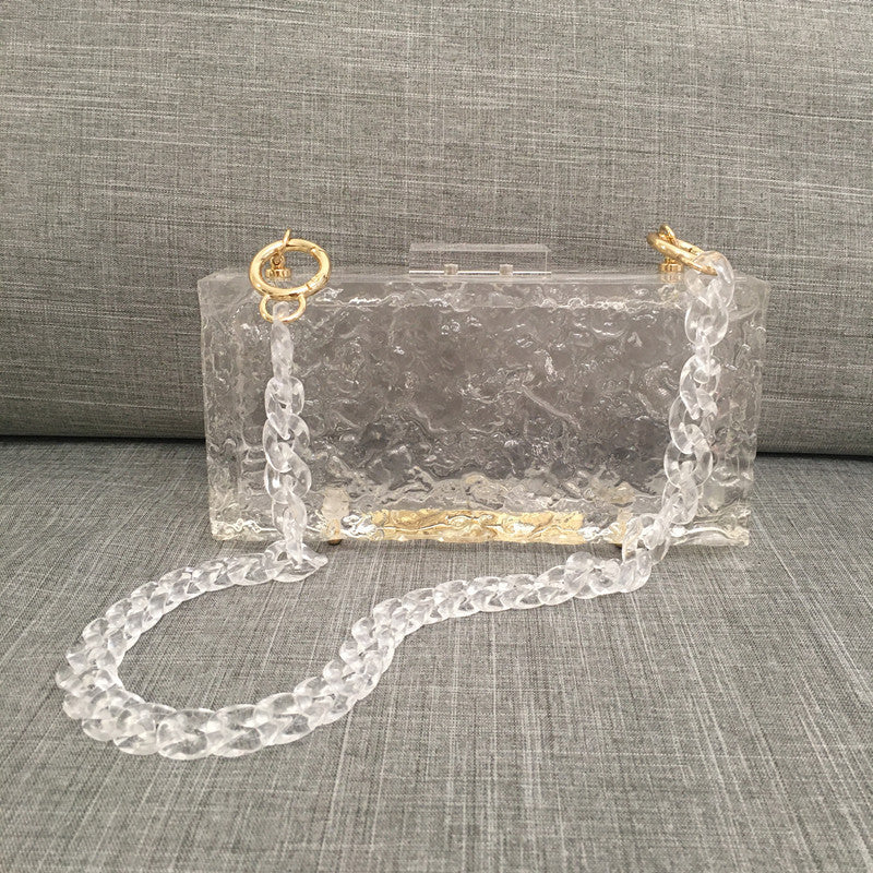 Sac à bandoulière diagonale en acrylique transparent pour femme