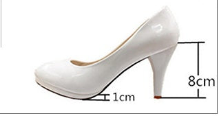 Plus Size White Medium Heel Wedding Shoes Bride