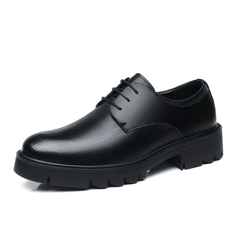 Zapatos formales de negocios de cuero de vaca negro con aumento de altura interior de 10 cm para hombre