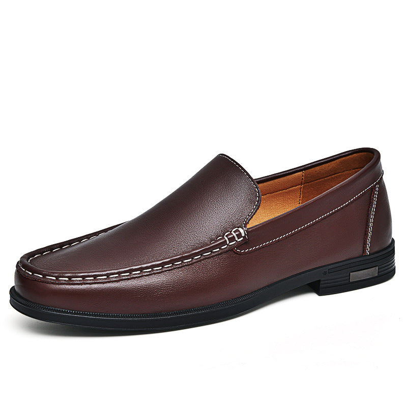 Cowhide Loafers Men's British Business Dress Slip-on Hollowed-out Breathable Leather Shoes