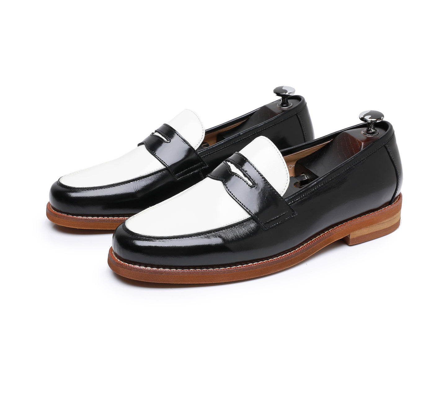 Zapatos casuales de cuero estilo británico con punta redonda para hombre