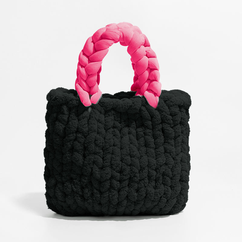 Bolso tipo cubo tejido a mano para mujer