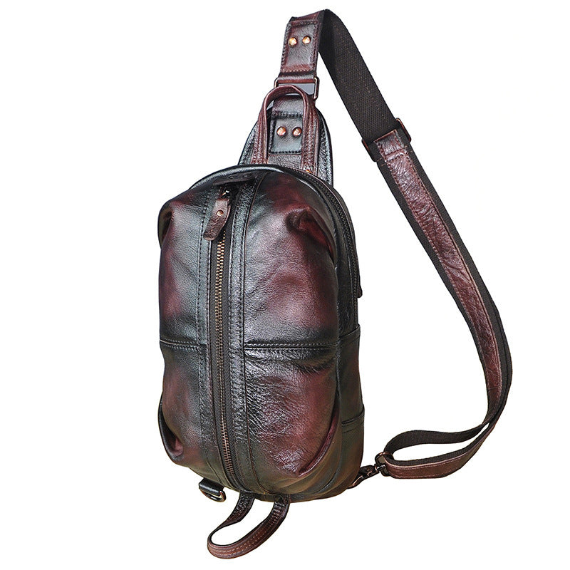 Bolso de mensajero vintage para hombre con capa superior de cuero Crazy Horse