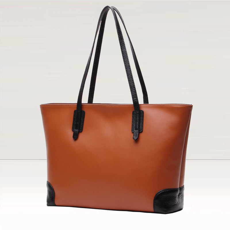 New First Layer Cowhide Hit Color Handbags European And America