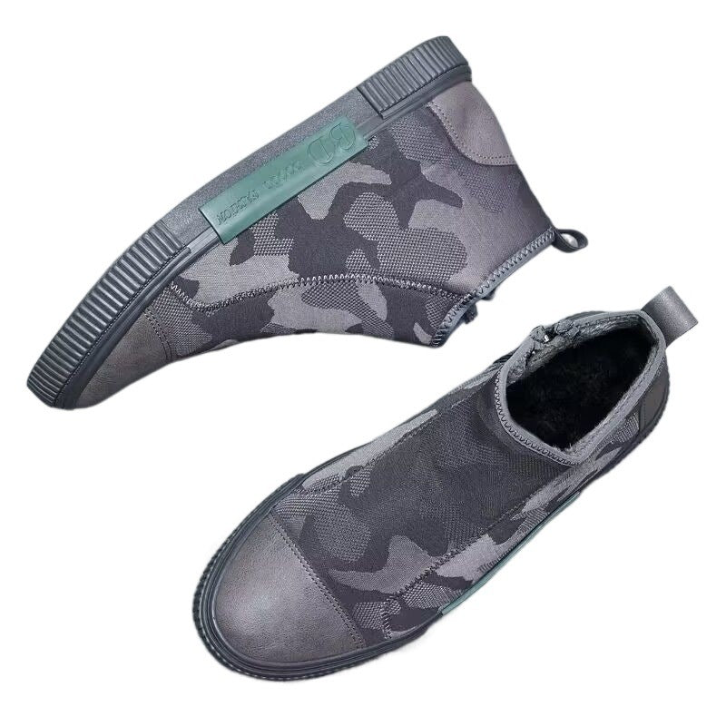 Chaussures montantes en toile pour hommes, chaussures décontractées polyvalentes et respirantes, tendance camouflage, à enfiler