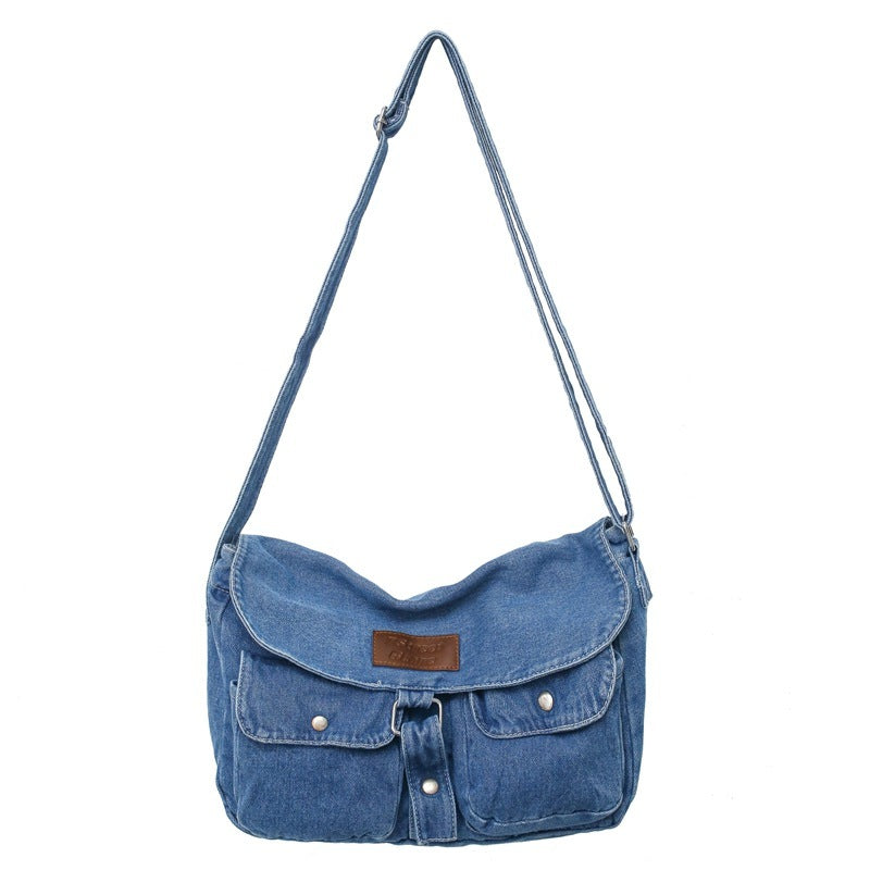 Sac en toile de denim délavé de couleur pure