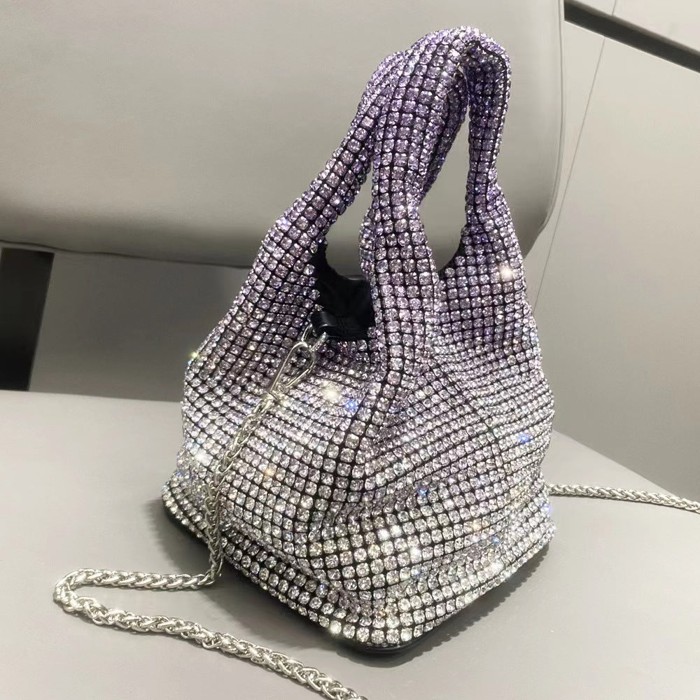 Cadena para bolso tipo cubo con forma de chaleco y diamantes de imitación