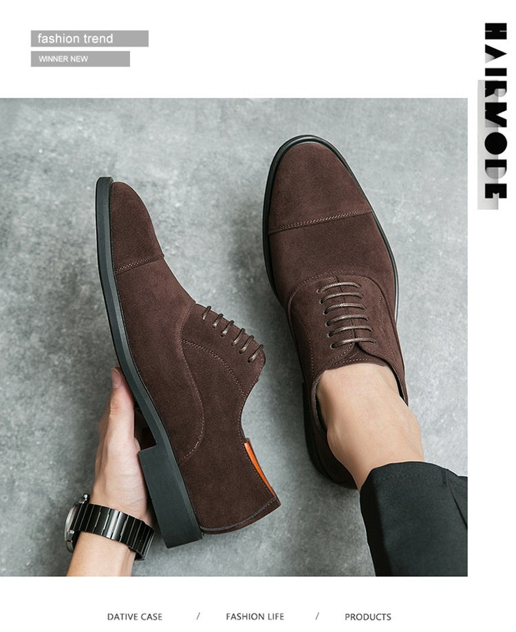 Zapatos casuales de cuero para negocios con acabado esmerilado