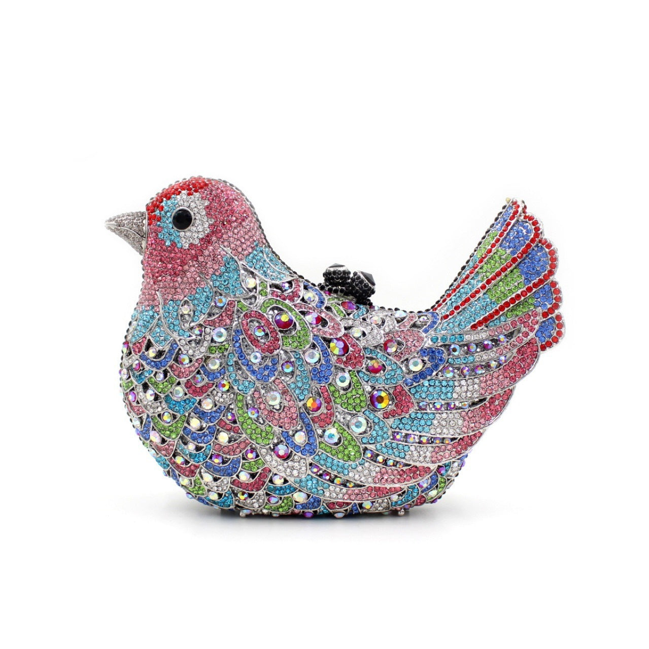 Bolsa para la cena con diamantes de imitación y diseño de pájaro y paloma de la paz