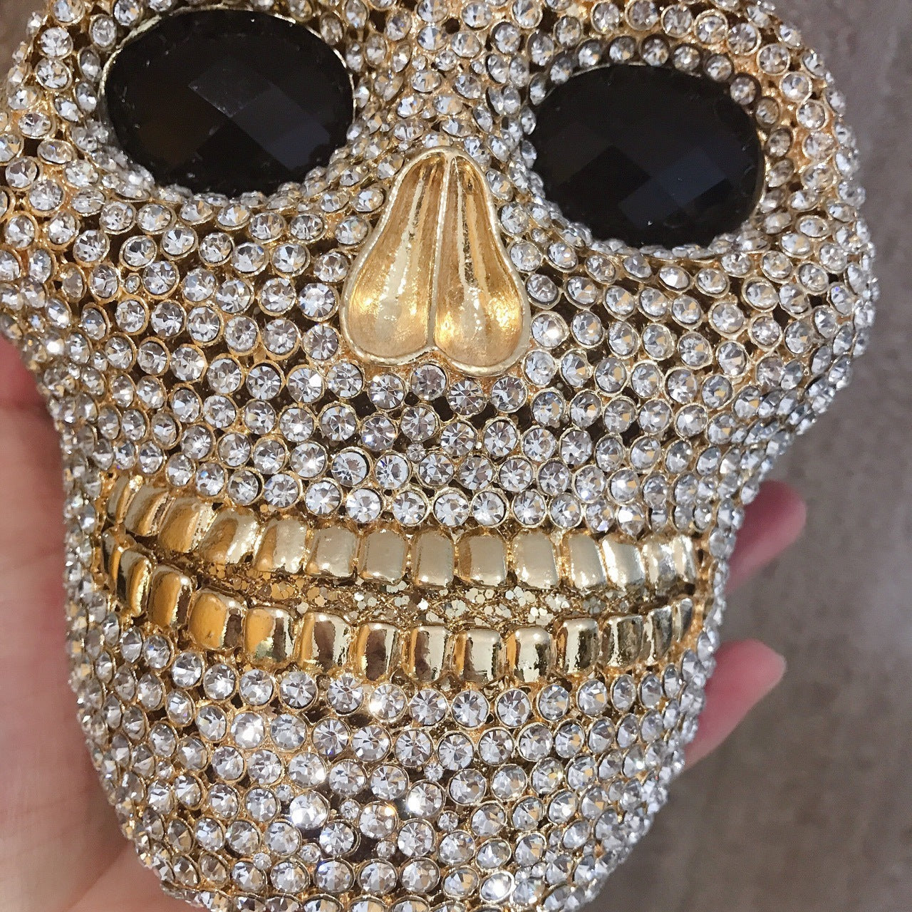 Organizador de cenas con forma de calavera de diamante para mujer